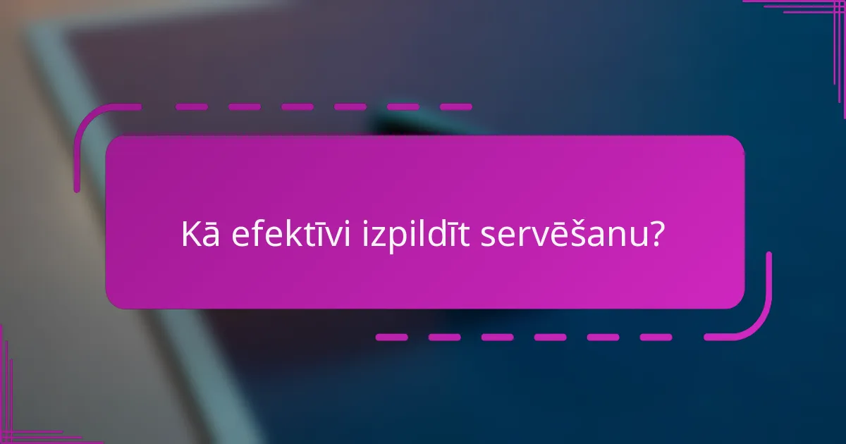 Kā efektīvi izpildīt servēšanu?