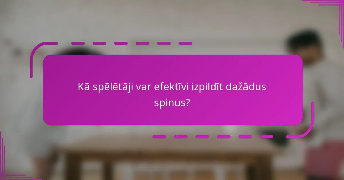 Kā spēlētāji var efektīvi izpildīt dažādus spinus?