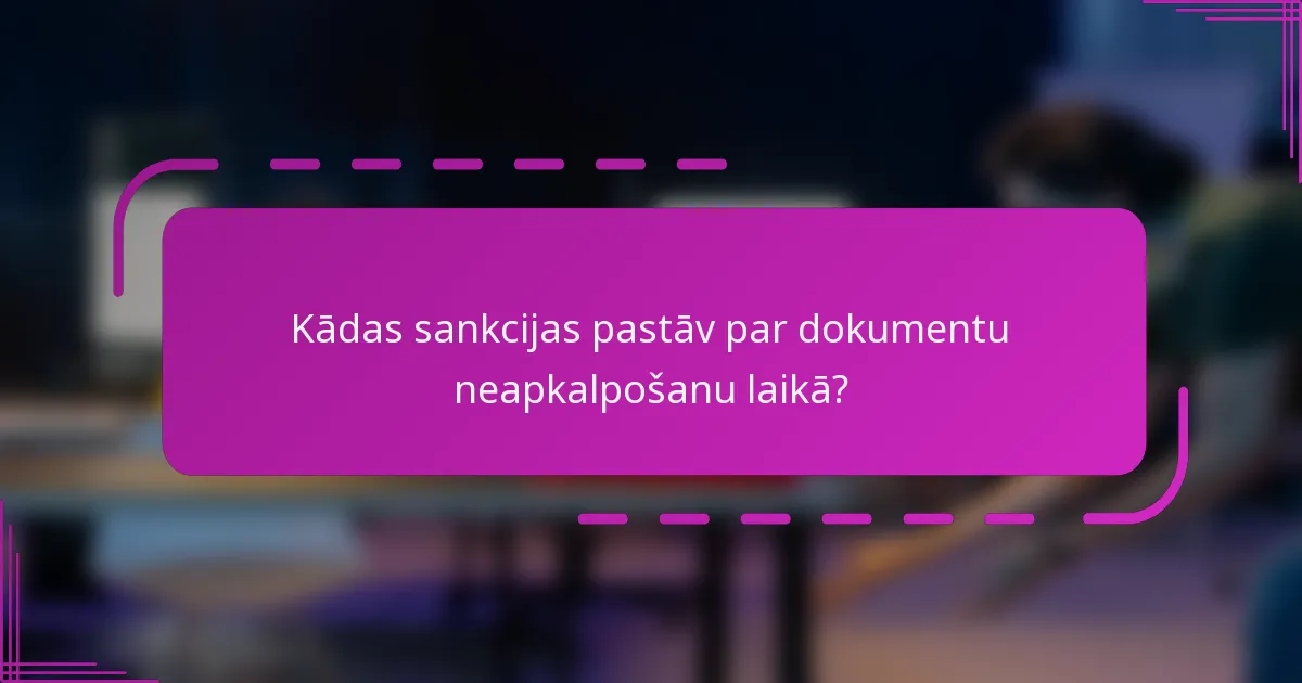 Kādas sankcijas pastāv par dokumentu neapkalpošanu laikā?