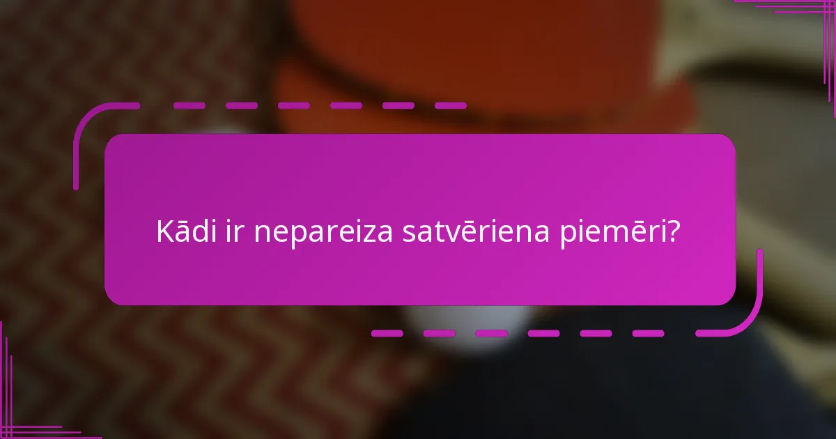 Kādi ir nepareiza satvēriena piemēri?