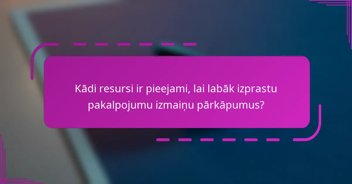 Kādi resursi ir pieejami, lai labāk izprastu pakalpojumu izmaiņu pārkāpumus?
