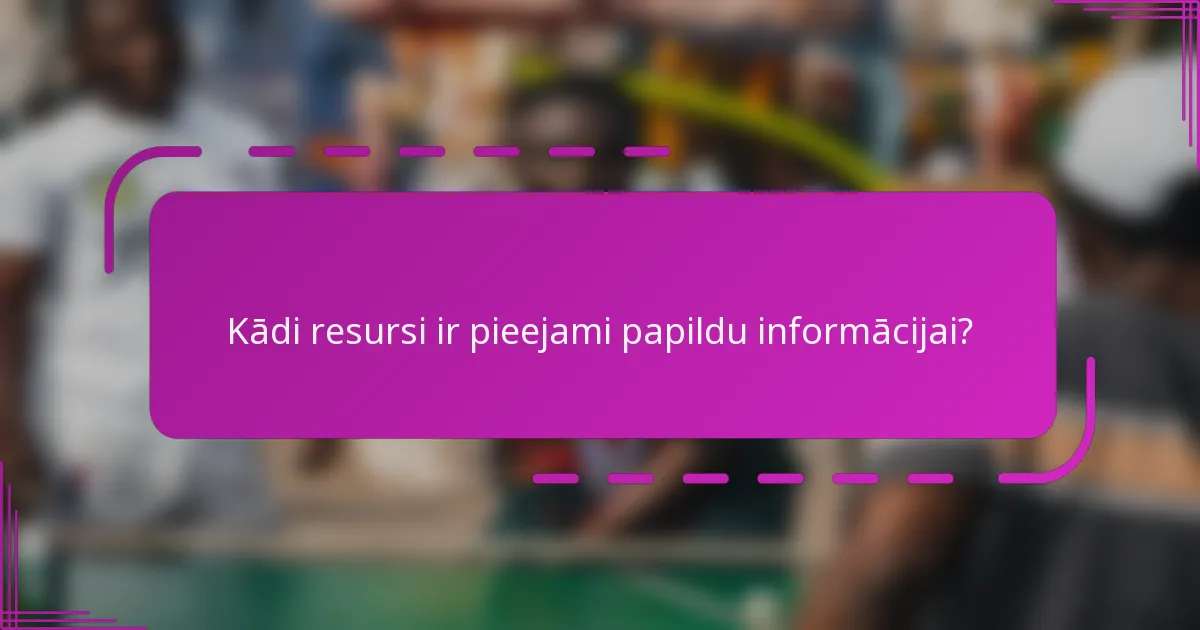 Kādi resursi ir pieejami papildu informācijai?