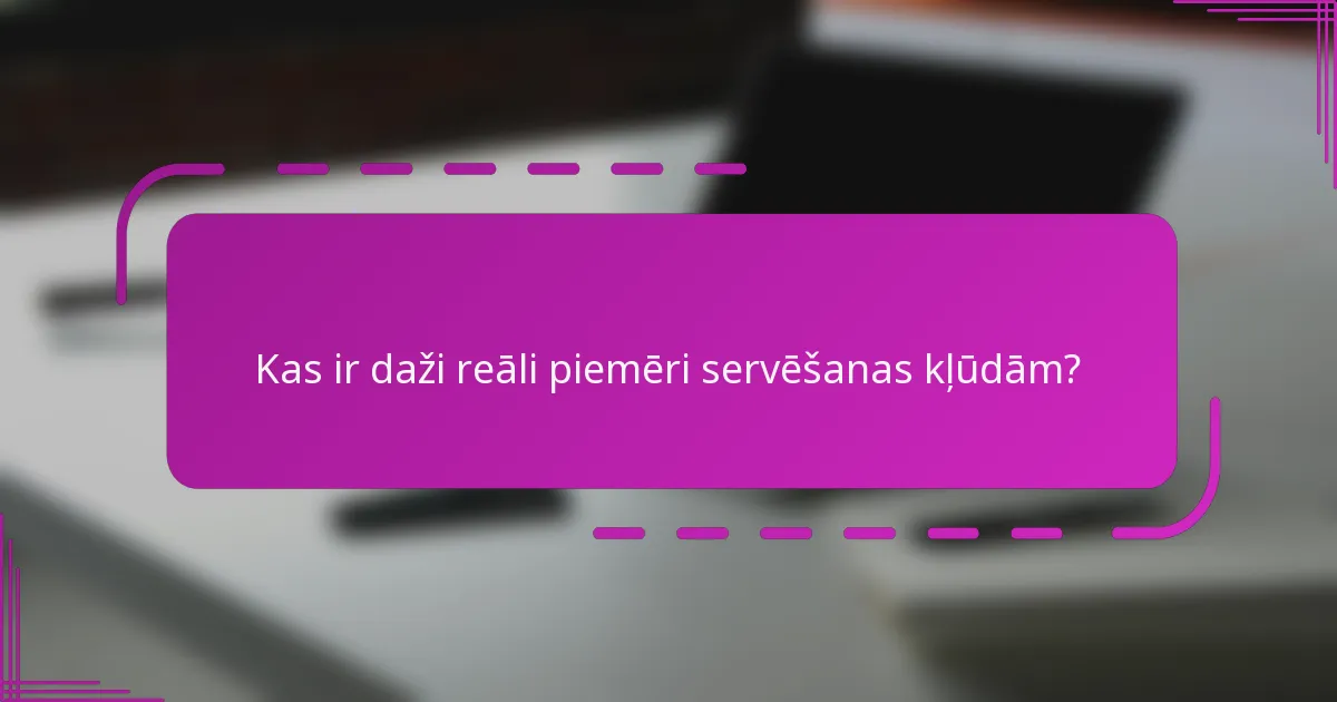 Kas ir daži reāli piemēri servēšanas kļūdām?